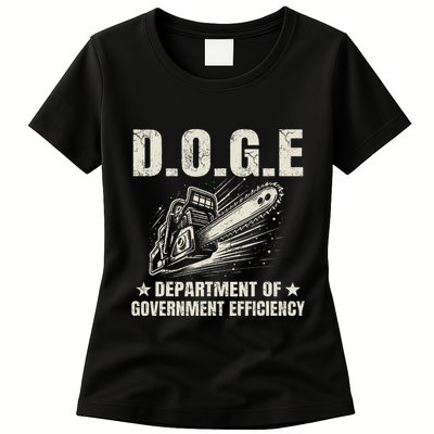 Chainsaw For Bureaucracy Funny D.O.G.E Doge Usa Flag Womens T-Shirt