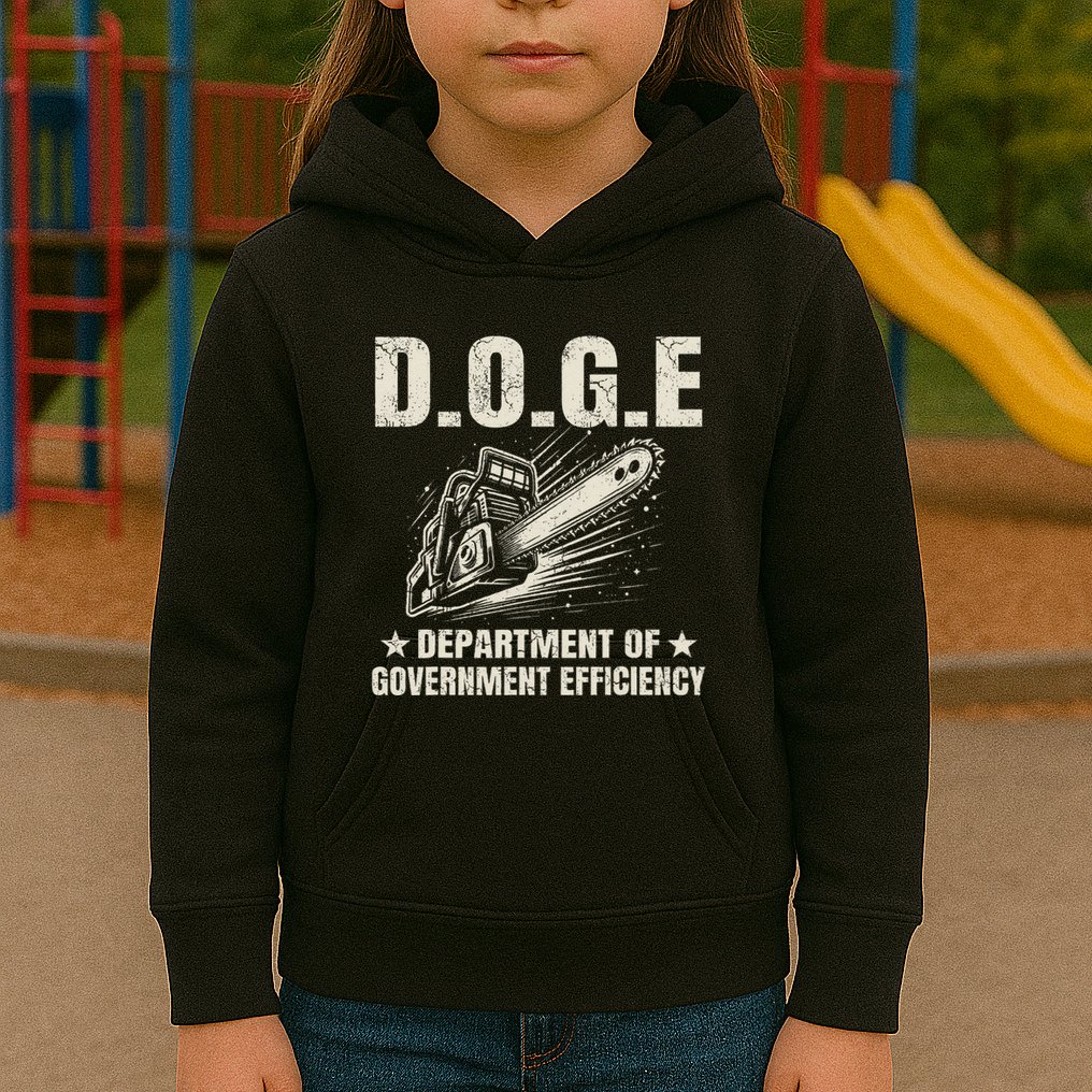 Chainsaw For Bureaucracy Funny D.O.G.E Doge Usa Flag Kids Hoodie