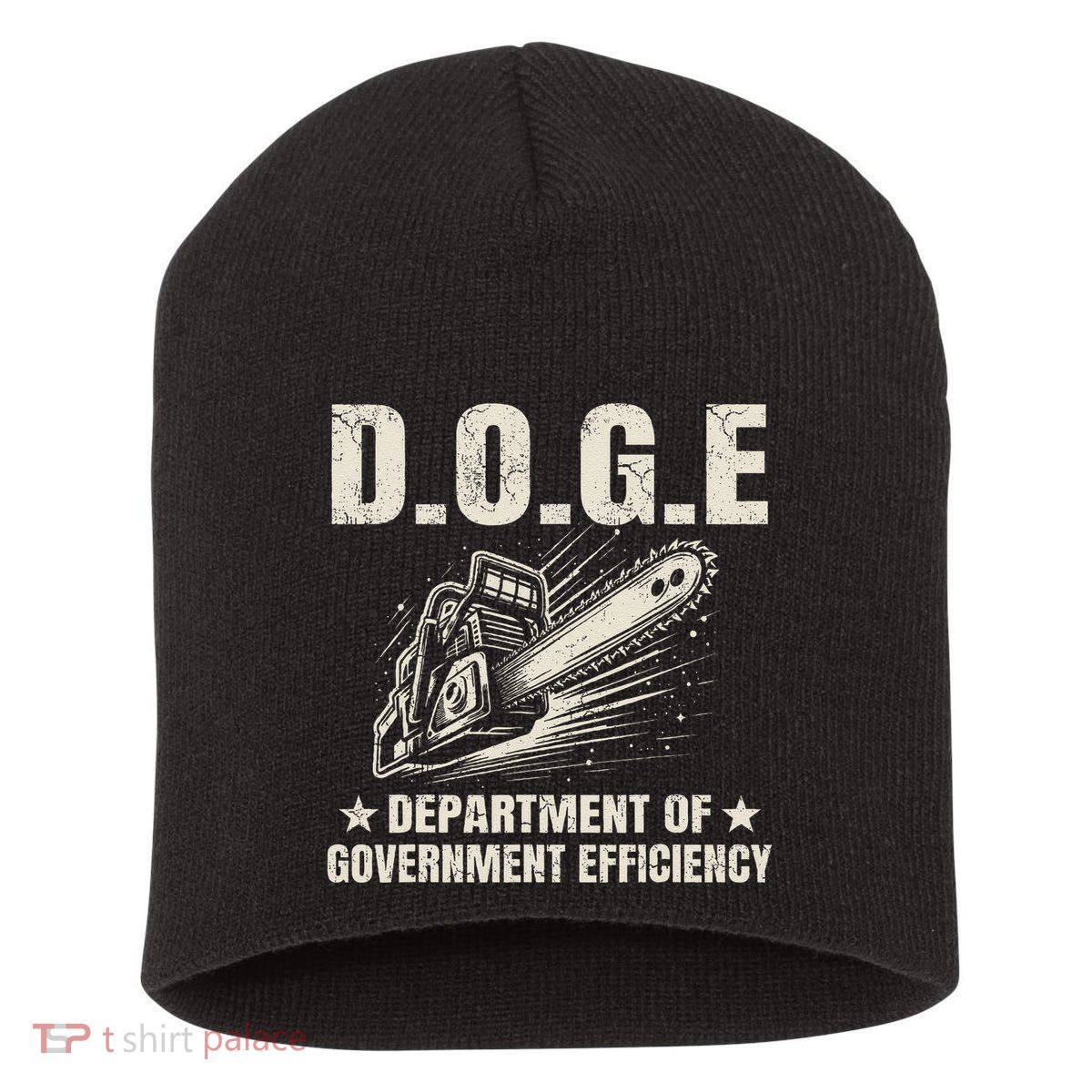 Chainsaw For Bureaucracy Funny D.O.G.E Doge Usa Flag Short Acrylic Beanie