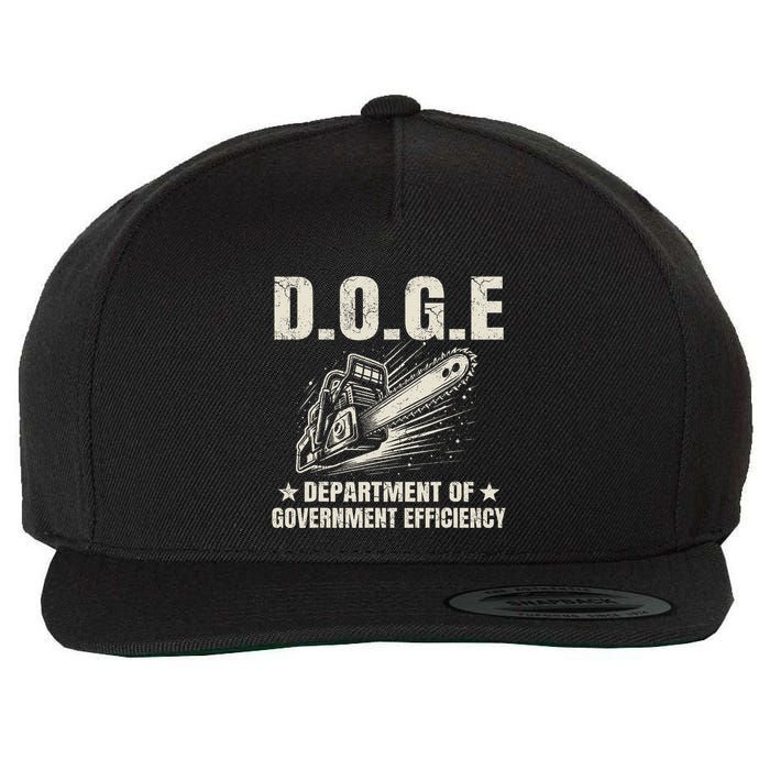 Chainsaw For Bureaucracy Funny D.O.G.E Doge Usa Flag Wool Snapback Cap