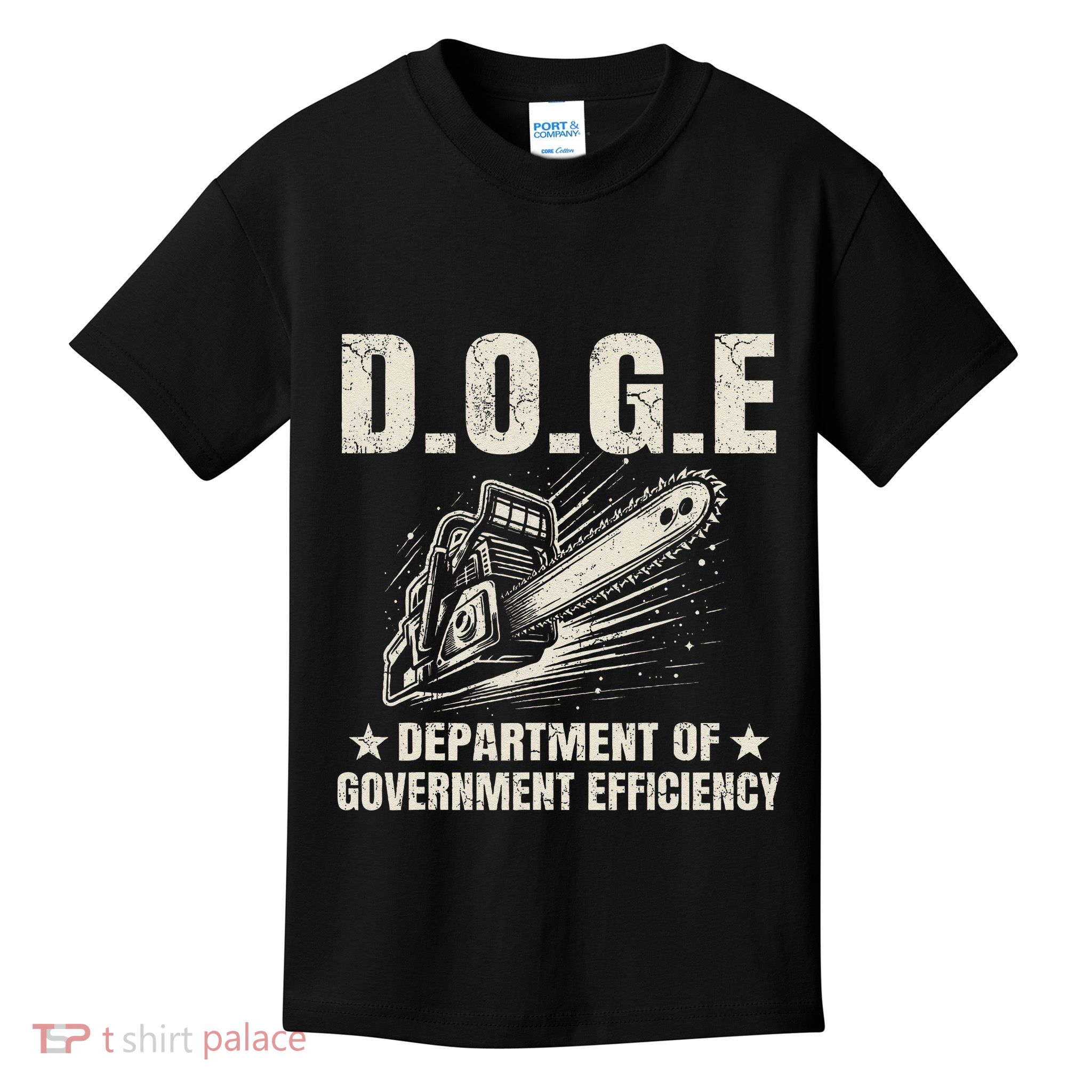 Chainsaw For Bureaucracy Funny D.O.G.E Doge Usa Flag Kids T-Shirt