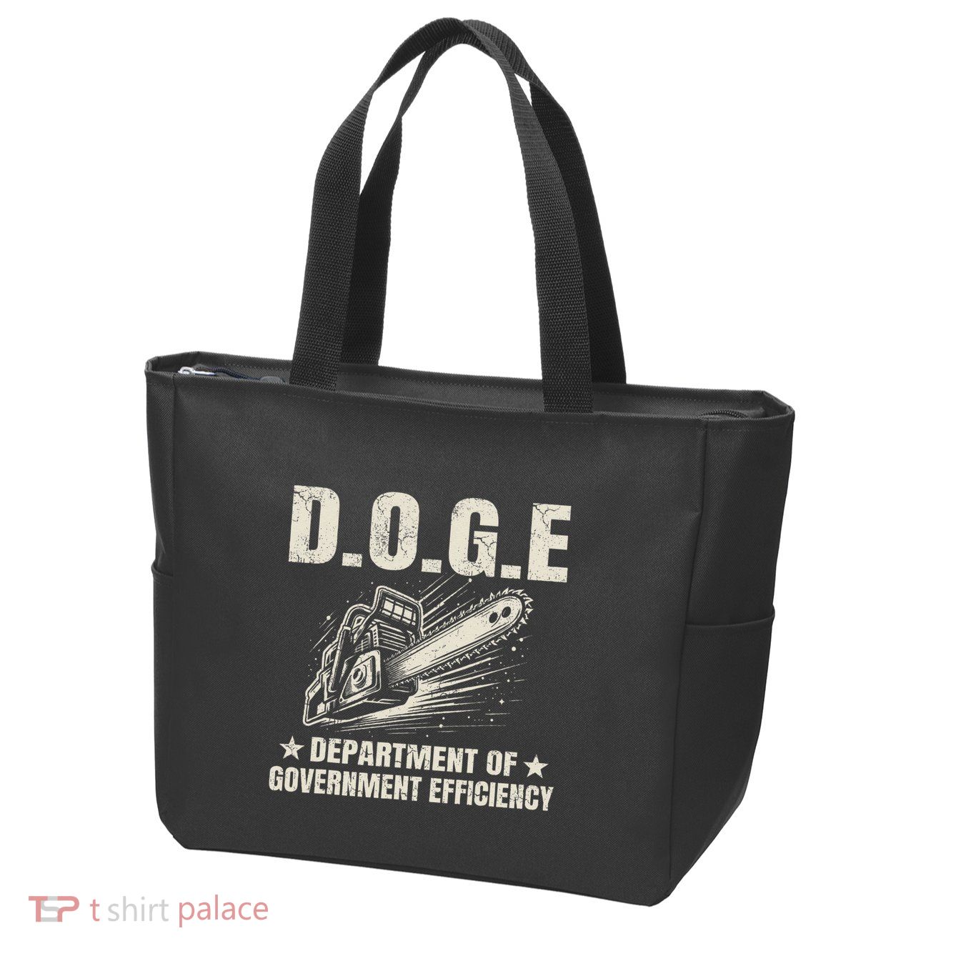 Chainsaw For Bureaucracy Funny D.O.G.E Doge Usa Flag Zip Tote Bag