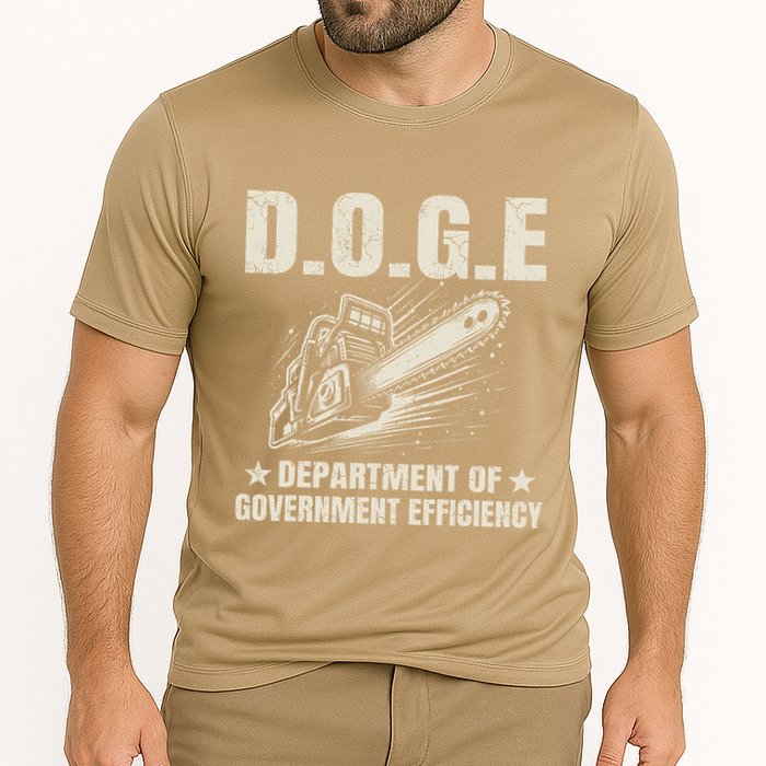 Chainsaw For Bureaucracy Funny D.O.G.E Doge Usa Flag Cooling Performance Crew T-Shirt