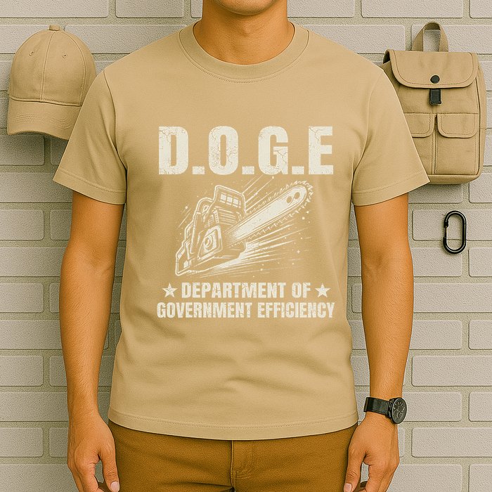 Chainsaw For Bureaucracy Funny D.O.G.E Doge Usa Flag T-Shirt