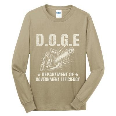 Chainsaw For Bureaucracy Funny D.O.G.E Doge Usa Flag Tall Long Sleeve T-Shirt