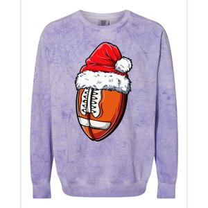 Christmas Football Ball Santa Hat Xmas Team Sport Colorblast Crewneck Sweatshirt