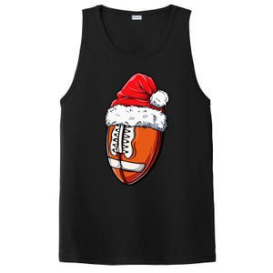 Christmas Football Ball Santa Hat Xmas Team Sport PosiCharge Competitor Tank