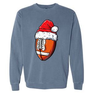 Christmas Football Ball Santa Hat Xmas Team Sport Garment-Dyed Sweatshirt