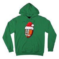 Christmas Football Ball Santa Hat Xmas Team Sport Hoodie