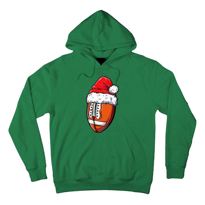 Christmas Football Ball Santa Hat Xmas Team Sport Hoodie