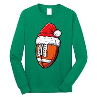 Christmas Football Ball Santa Hat Xmas Team Sport Long Sleeve Shirt