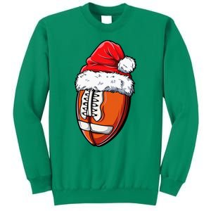 Christmas Football Ball Santa Hat Xmas Team Sport Sweatshirt