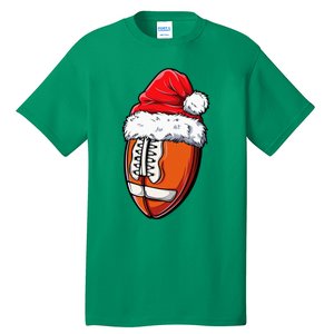 Christmas Football Ball Santa Hat Xmas Team Sport Tall T-Shirt