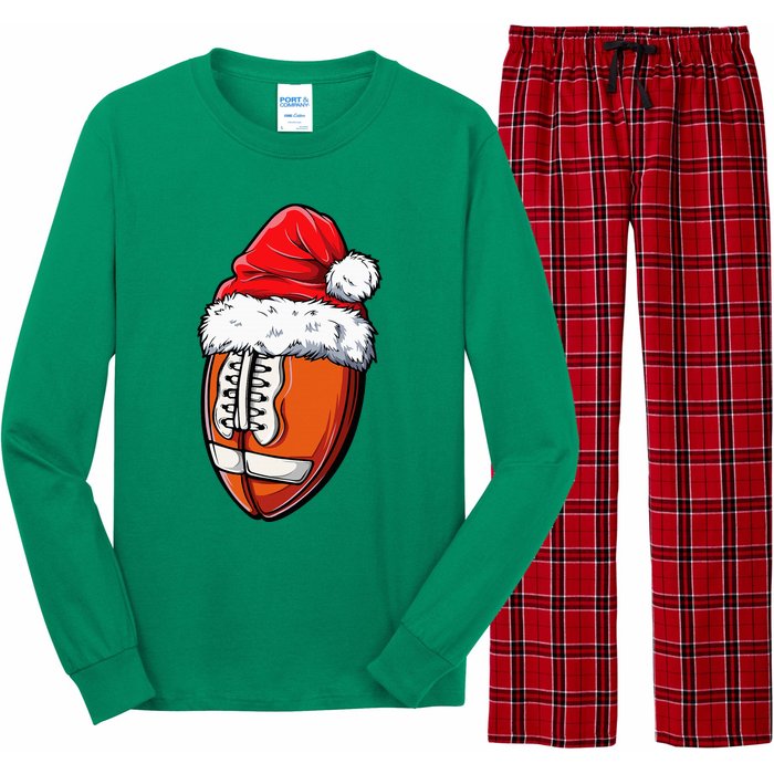 Christmas Football Ball Santa Hat Xmas Team Sport Long Sleeve Pajama Set