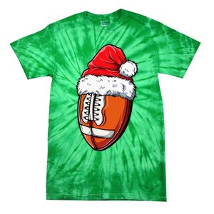 Christmas Football Ball Santa Hat Xmas Team Sport Tie-Dye T-Shirt