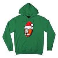 Christmas Football Ball Santa Hat Xmas Team Sport Tall Hoodie