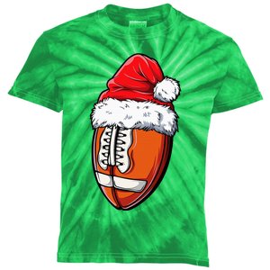 Christmas Football Ball Santa Hat Xmas Team Sport Kids Tie-Dye T-Shirt