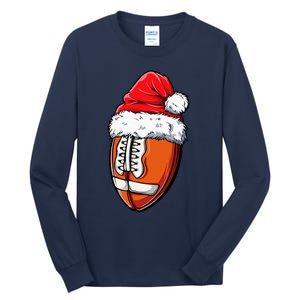 Christmas Football Ball Santa Hat Xmas Team Sport Tall Long Sleeve T-Shirt