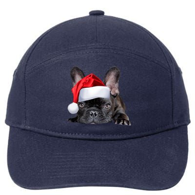 Cute French Bulldog Santa Hat Frenchie Image Christmas Gift Funny Gift 7-Panel Snapback Hat