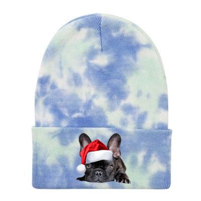 Cute French Bulldog Santa Hat Frenchie Image Christmas Gift Funny Gift Tie Dye 12in Knit Beanie