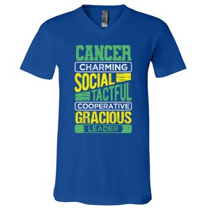 Cancer Facts Birthday Gift Astrology Horoscope Cancer Zodiac Gift V-Neck T-Shirt