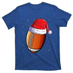 Christmas Football Ball Santa Hat Funny Sport Xmas Funny T-Shirt