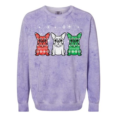 Christmas French Bulldogs Xmas Frenchie Dog Funny Funny Colorblast Crewneck Sweatshirt