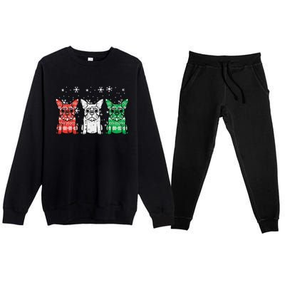 Christmas French Bulldogs Xmas Frenchie Dog Funny Funny Premium Crewneck Sweatsuit Set