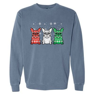 Christmas French Bulldogs Xmas Frenchie Dog Funny Funny Garment-Dyed Sweatshirt