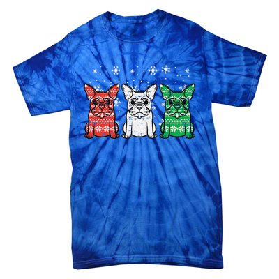 Christmas French Bulldogs Xmas Frenchie Dog Funny Funny Tie-Dye T-Shirt