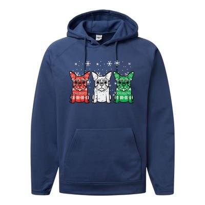 Christmas French Bulldogs Xmas Frenchie Dog Funny Funny Performance Fleece Hoodie