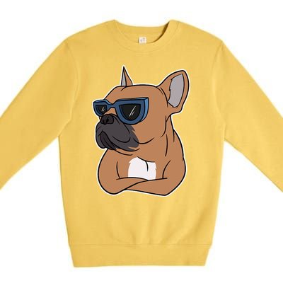 Cool French Bulldog Sunglasses Premium Crewneck Sweatshirt