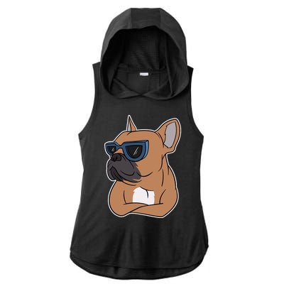 Cool French Bulldog Sunglasses Ladies PosiCharge Tri-Blend Wicking Draft Hoodie Tank