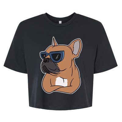 Cool French Bulldog Sunglasses Bella+Canvas Jersey Crop Tee