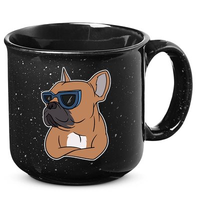 Cool French Bulldog Sunglasses 15oz Campfire Ceramic Mug