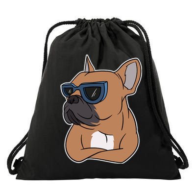 Cool French Bulldog Sunglasses Drawstring Bag