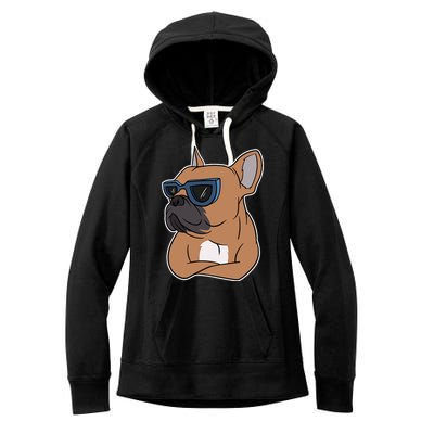 Cool French Bulldog Sunglasses Women's Fleece Hoodie