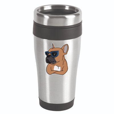 Cool French Bulldog Sunglasses 16oz Travel Tumbler