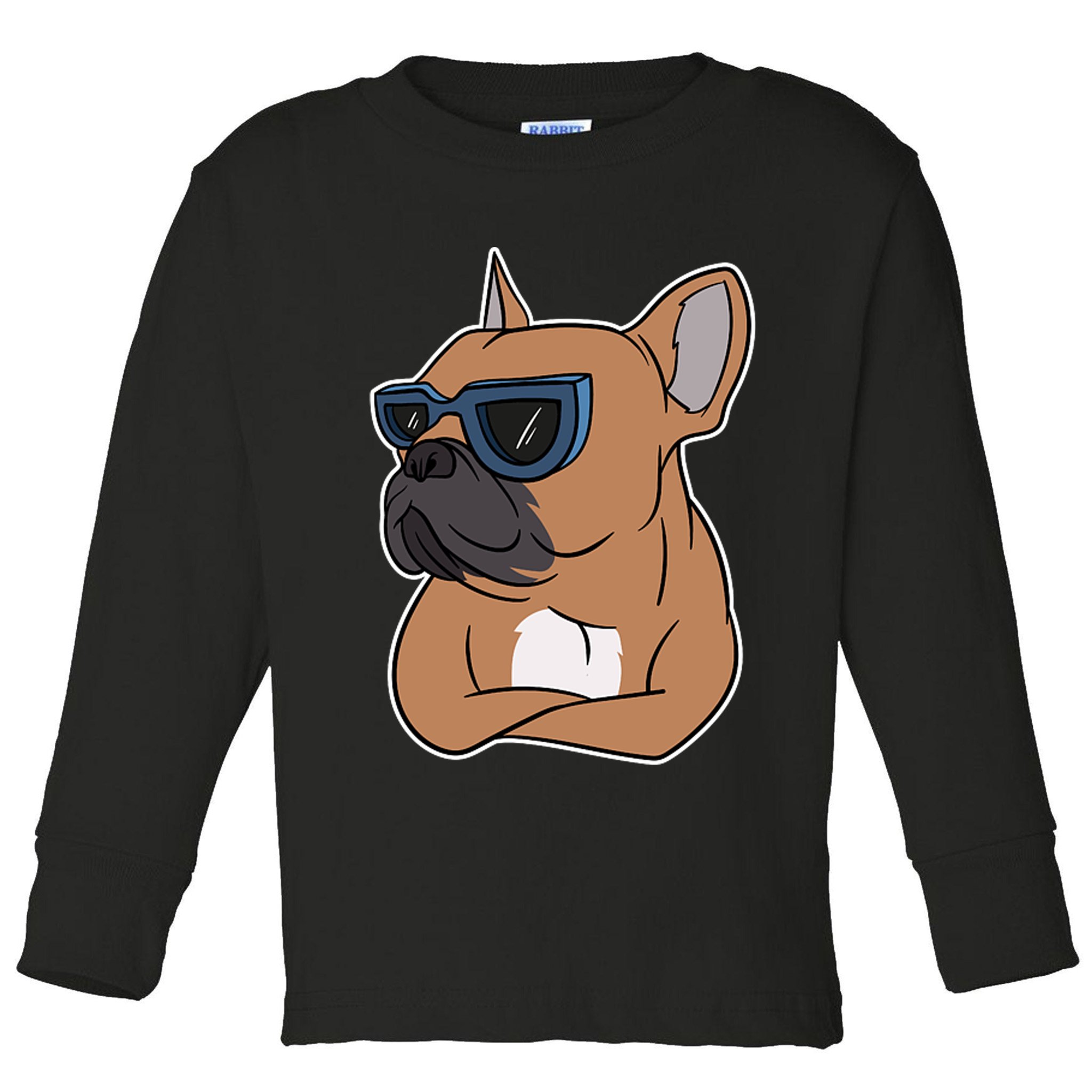 Cool French Bulldog Sunglasses Toddler Long Sleeve Shirt