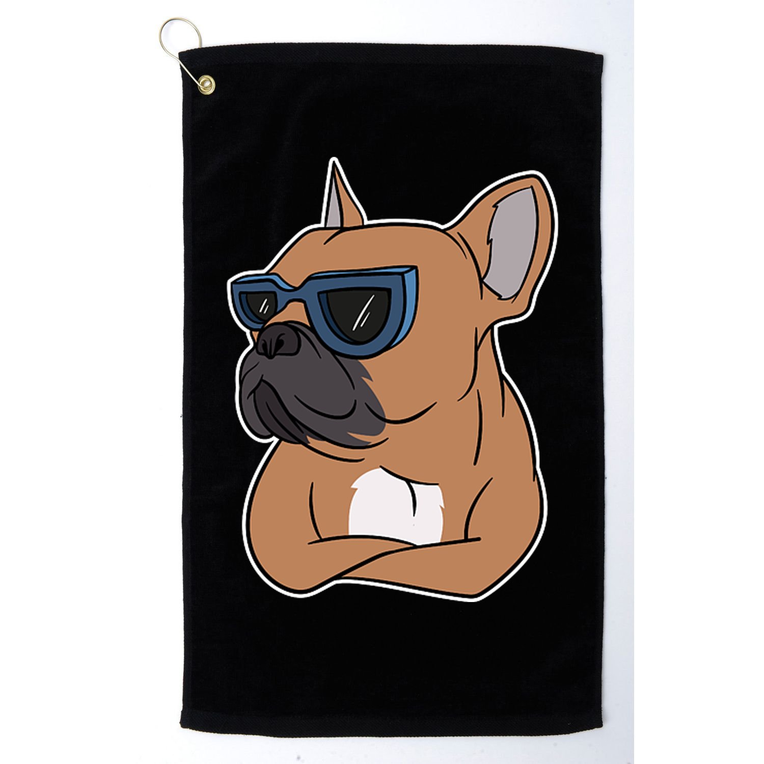 Cool French Bulldog Sunglasses Golf Towel