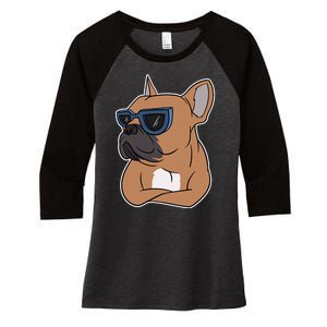 Cool French Bulldog Sunglasses Women's Tri-Blend 3/4-Sleeve Raglan Shirt