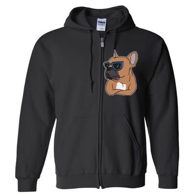 Cool French Bulldog Sunglasses Full Zip Hoodie