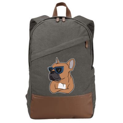 Cool French Bulldog Sunglasses Cotton Canvas Backpack