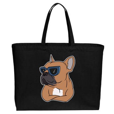 Cool French Bulldog Sunglasses Cotton Canvas Jumbo Tote