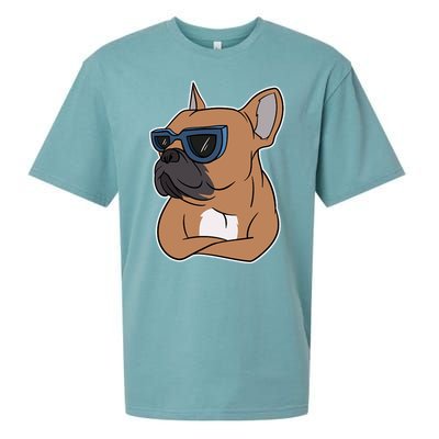 Cool French Bulldog Sunglasses Sueded Cloud Jersey T-Shirt