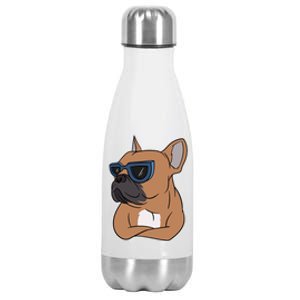 Cool French Bulldog Sunglasses Stainless Steel Insulated Water Bottle