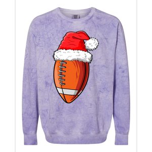 Christmas Football Ball Santa Hat Funny Sport Xmas Boys Colorblast Crewneck Sweatshirt