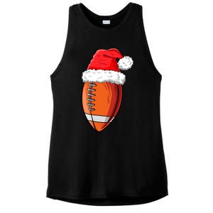 Christmas Football Ball Santa Hat Funny Sport Xmas Boys Ladies PosiCharge Tri-Blend Wicking Tank