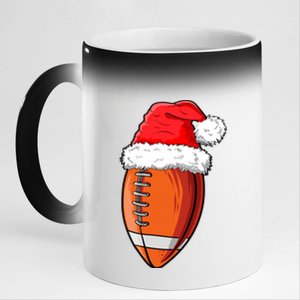 Christmas Football Ball Santa Hat Funny Sport Xmas Boys 11oz Black Color Changing Mug