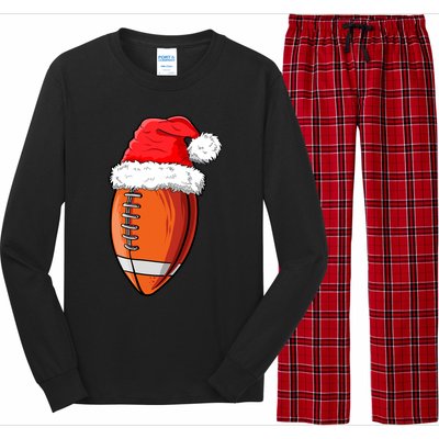 Christmas Football Ball Santa Hat Funny Sport Xmas Boys Long Sleeve Pajama Set